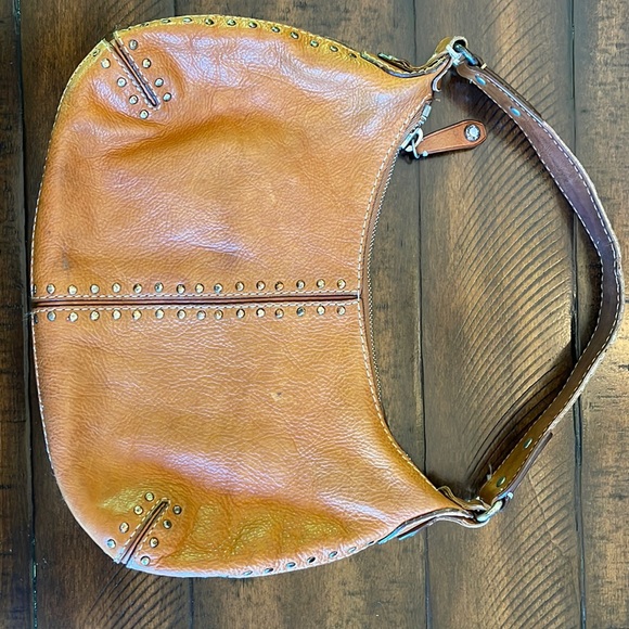 Michael Kors Handbags - VTG MICHAEL KORS Camel Brown Leather Studded Boho Hippie Shoulder Bag Purse